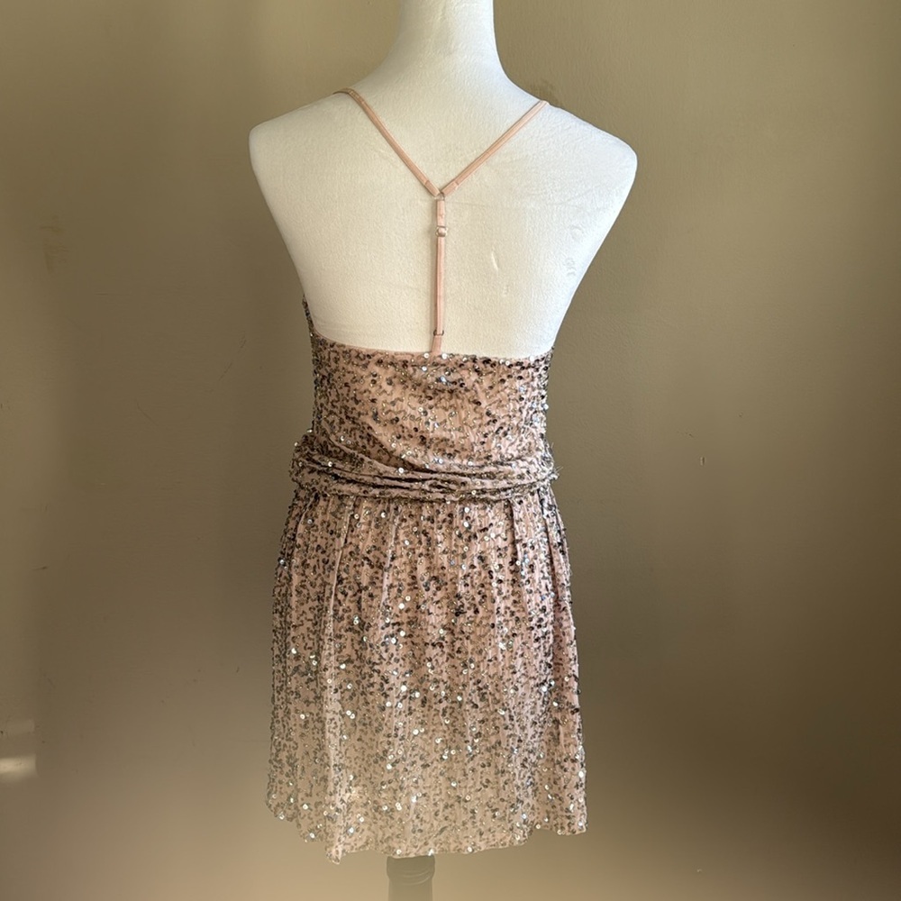 Alice + Olivia Bridget Sequined 100% Silk Blouson Pale Pink Blush Dress‎ Size XS - Picture 11 of 13